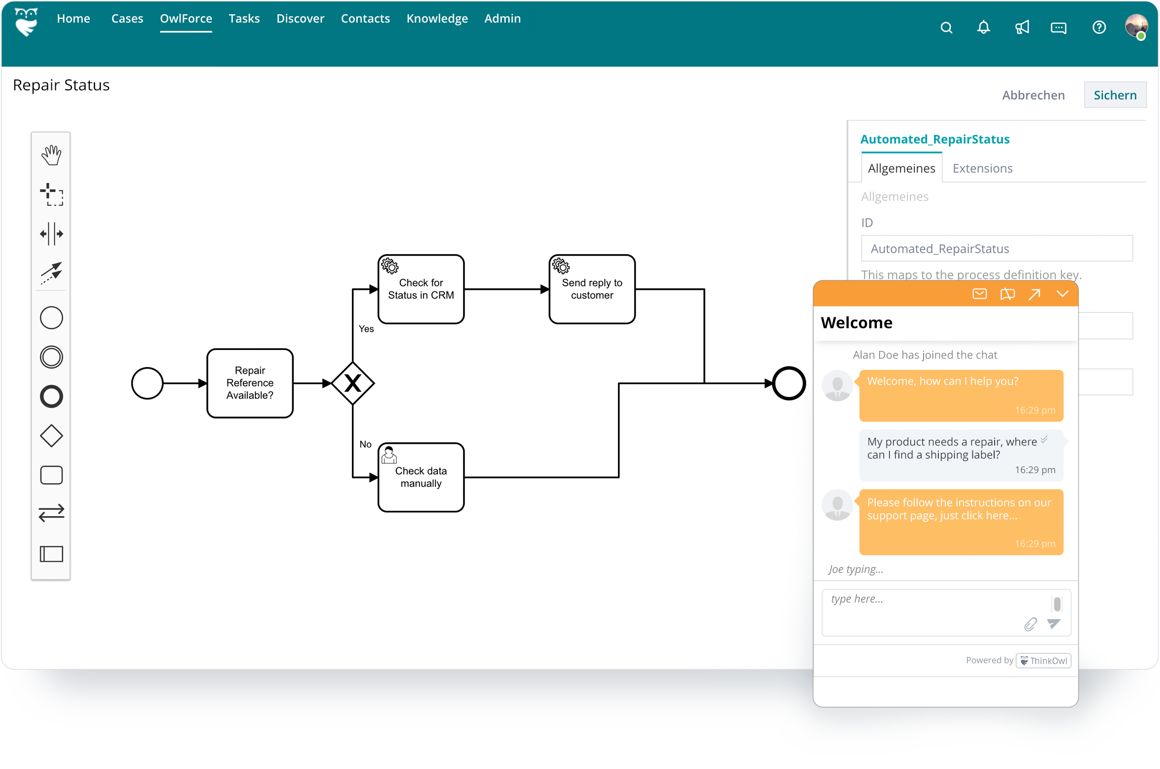 Workflow Automation für Conversation Bot mit BPMN